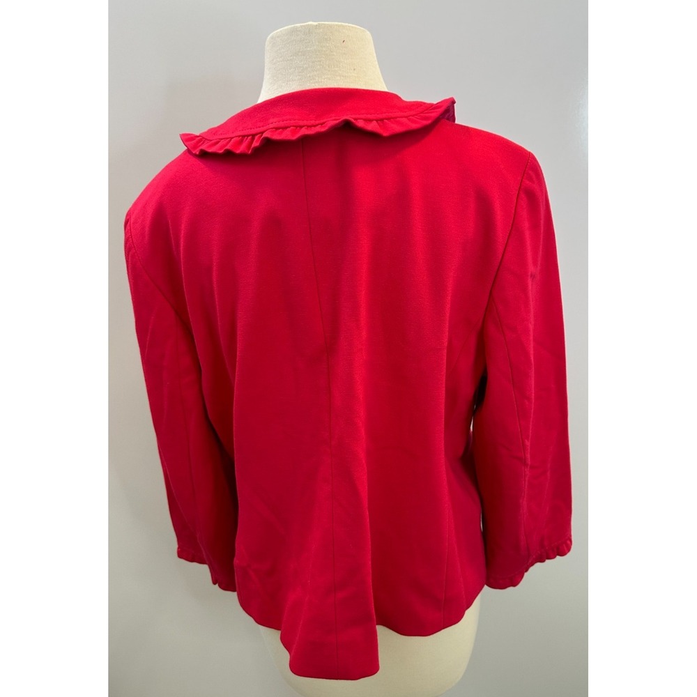 Talbots Ruffle Trim Peter Pan Collar Button Front Jacket Fuchsia Plus Size 16 - Picture 9 of 10